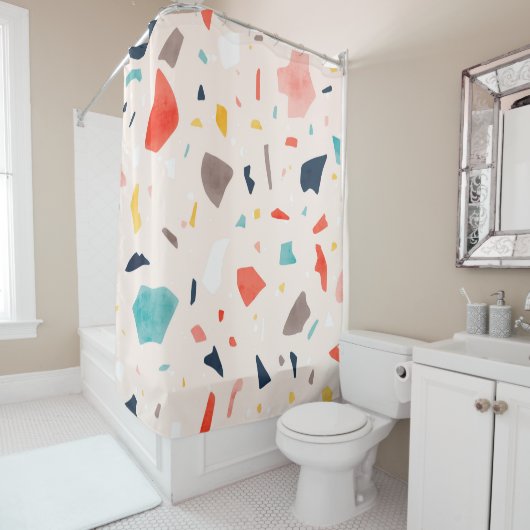 Moderne, farbenfrohe Terrazzo nahtlose Muster in K Duschvorhang (Beispiel)