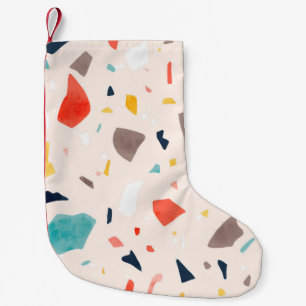 Moderne, farbenfrohe Terrazzo nahtlose Muster in K Kleiner Weihnachtsstrumpf