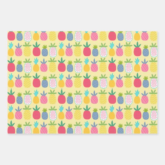 Moderne farbenfrohe Tropische Ananas Girly Pattern Geschenkpapier Set (Vorderseite 3)