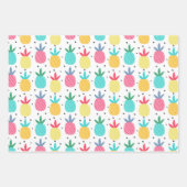 Moderne farbenfrohe Tropische Ananas Girly Pattern Geschenkpapier Set (Vorderseite)