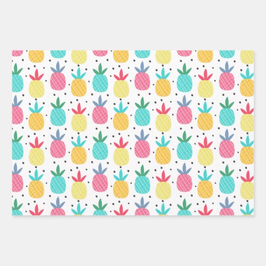 Moderne farbenfrohe Tropische Ananas Girly Pattern Geschenkpapier Set (Vorderseite)
