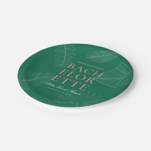 Moderne farbenfrohe tropische Blätter Pappteller (Schrägansicht)