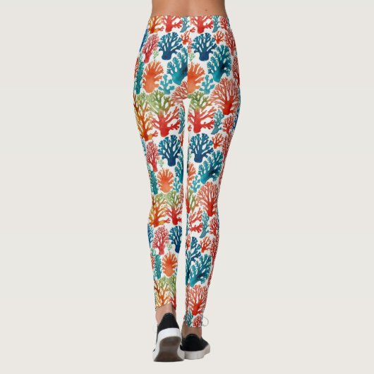 Moderne farbenfrohe tropische Ozeankorken Wasserfa Leggings (Rückseite)
