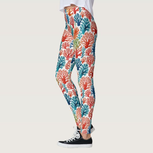 Moderne farbenfrohe tropische Ozeankorken Wasserfa Leggings (Links)