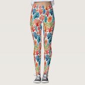 Moderne farbenfrohe tropische Ozeankorken Wasserfa Leggings (Vorderseite)
