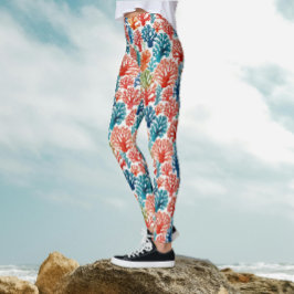 Moderne farbenfrohe tropische Ozeankorken Wasserfa Leggings