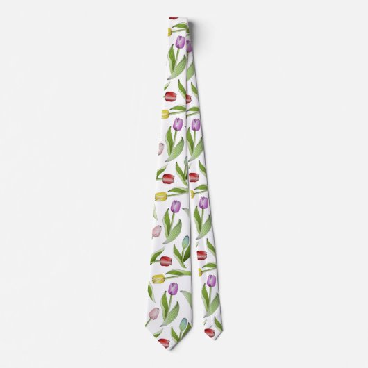Moderne farbenfrohe Tulip Blume Krawatte (Vorderseite)
