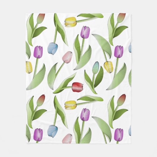 Moderne farbenfrohe Tulip Fleecedecke (Vorderseite)