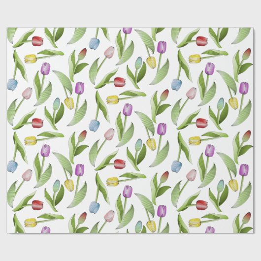 Moderne farbenfrohe Tulip Geschenkpapier (Flach)