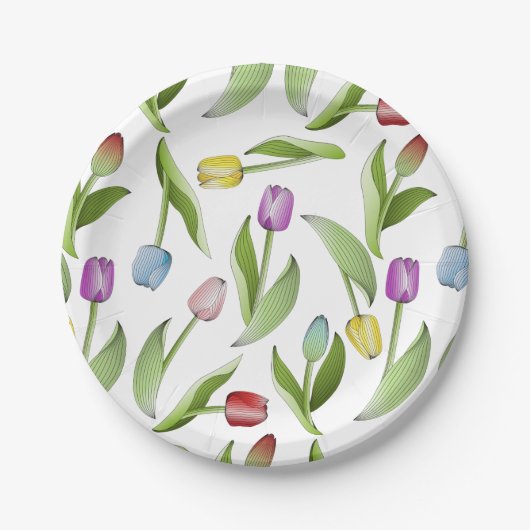 Moderne farbenfrohe Tulip Pappteller (Vorderseite)