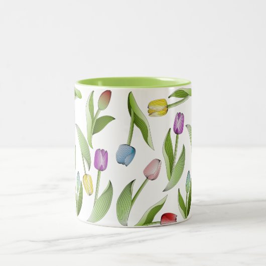 Moderne farbenfrohe Tulip Zweifarbige Tasse (Mittel)