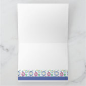 moderne, farbenfrohe, türkisfarbene Blume Dankeskarte (Innenseite)