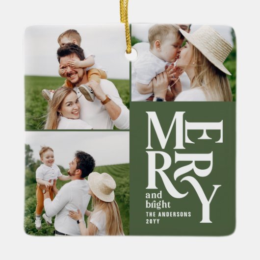 Moderne, farbenfrohe Typografie mit mehreren Fotos Keramikornament (Vorderseite)