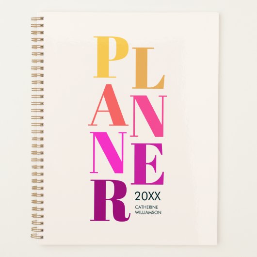 Moderne farbenfrohe Typografie Personalisierte Cre Planer (Vorderseite)