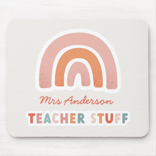 Moderne farbenfrohe Typografie Regenbogenlehrer Mousepad (Vorne)