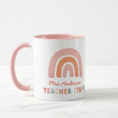 Moderne farbenfrohe Typografie Regenbogenlehrer Tasse (Links)