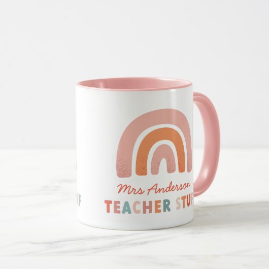 Moderne farbenfrohe Typografie Regenbogenlehrer Tasse (VorderseiteRechts)