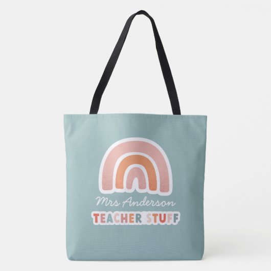 Moderne farbenfrohe Typografie-Regenbogenlehrerin  Tasche (Vorderseite)