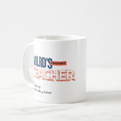 Moderne farbenfrohe Typografie Weltbester Lehrer Kaffeetasse (Vorderseite Links)