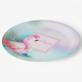 Moderne, farbenfrohe und ansprechende Flamingos Pappteller (Schrägansicht)
