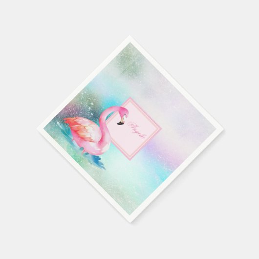 Moderne, farbenfrohe und ansprechende Flamingos Serviette (Ecke)