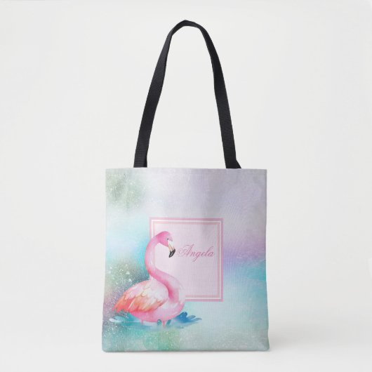 Moderne, farbenfrohe und ansprechende Flamingos Tasche (Vorderseite)