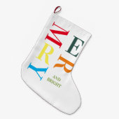 Moderne farbenfrohe und helle Geschenke Großer Weihnachtsstrumpf (Vorderansicht (hängend))