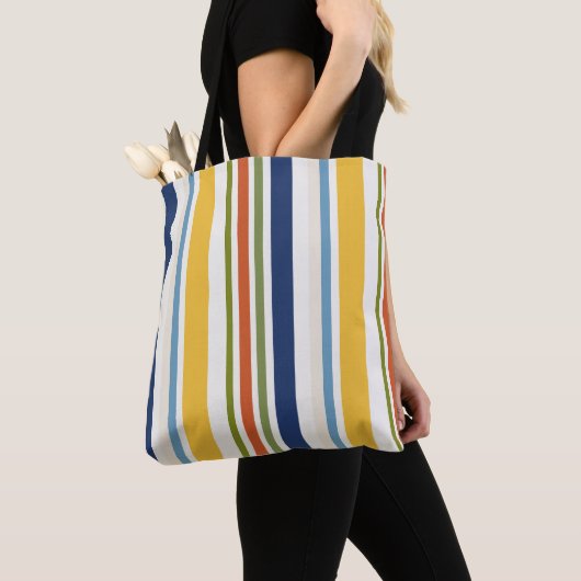 Moderne farbenfrohe vertikale Streifenmuster Tasche (Von Nahem)