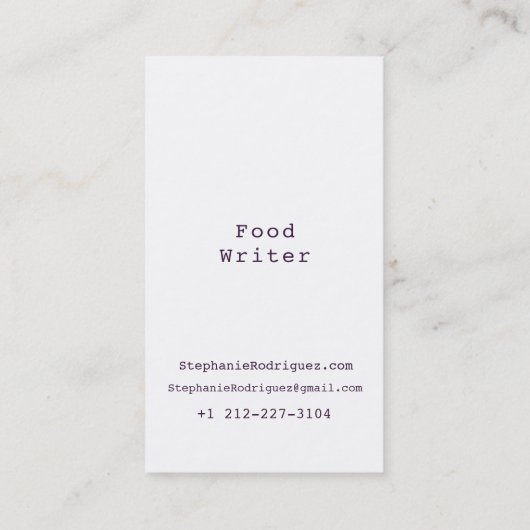 Moderne, farbenfrohe Visitenkarte für Lebensmittel (Rückseite)