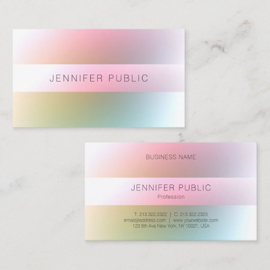 Moderne, farbenfrohe Vorlage Elegant Minimalistisc Visitenkarte (Vorne/Hinten)