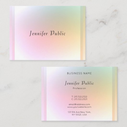 Moderne, farbenfrohe Vorlage Elegantes Design Visitenkarte (Vorne/Hinten)