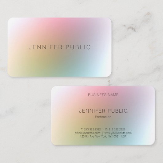 Moderne, farbenfrohe Vorlage Elegantes Minimalisti Visitenkarte (Vorne/Hinten)