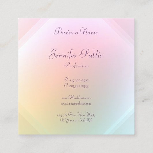 Moderne farbenfrohe Vorlage Kalligrafie Script Chi Quadratische Visitenkarte (Rückseite)