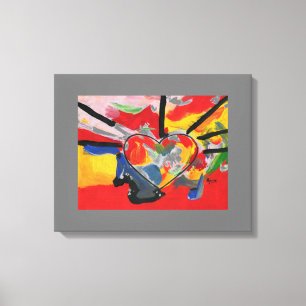 Moderne, farbenfrohe Wasserfarbe abstrakte Herzklo Leinwanddruck