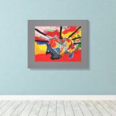 Moderne, farbenfrohe Wasserfarbe abstrakte Herzklo Leinwanddruck (Insitu (Holzboden))