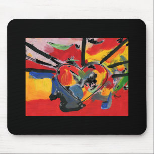 Moderne, farbenfrohe Wasserfarbe abstrakte Herzmou Mousepad
