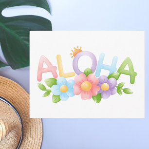 Moderne farbenfrohe Wasserfarbe Aloha Süße Tropen Postkarte