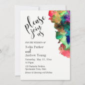 Moderne, farbenfrohe Wasserfarbe "Bitte treten Sie Einladung (Vorderseite)