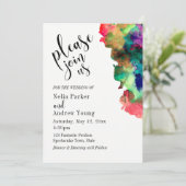 Moderne, farbenfrohe Wasserfarbe "Bitte treten Sie Einladung (Stehend Vorderseite)