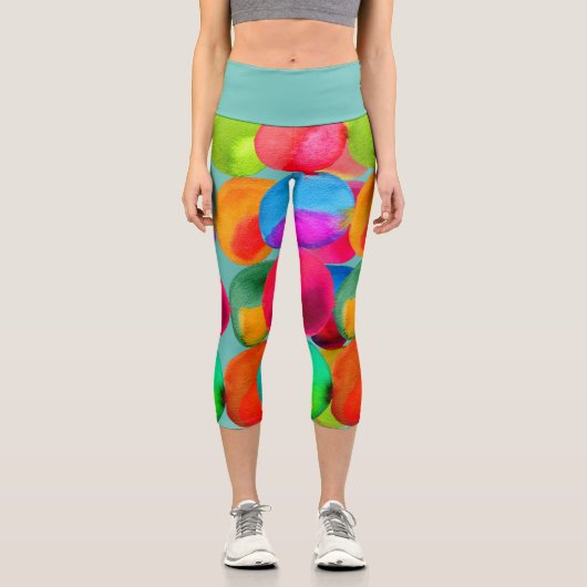 Moderne, farbenfrohe Wasserfarbe künstlerische, fa Capri Leggings (Vorderseite)
