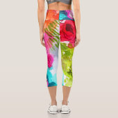 Moderne, farbenfrohe Wasserfarbe künstlerische, fa Capri Leggings (Rückseite)