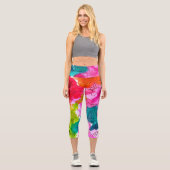 Moderne, farbenfrohe Wasserfarbe künstlerische, fa Capri Leggings (Vorderseite)