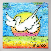 Moderne farbenfrohe Wasserfarbentohle und Sonne Poster (Vorne)