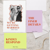 Moderne, farbenfrohe Wavy Funky Retro Wedding Einladung