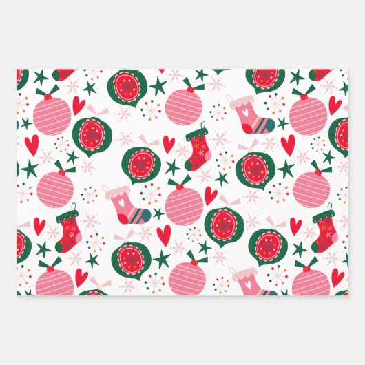 Moderne farbenfrohe Weihnachten Geschenkpapier Set (Vorderseite 2)