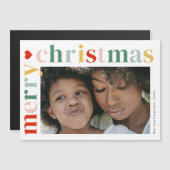 Moderne farbenfrohe Weihnachts-Foto Magnet-Karte Magnetkarte (Vorne/Hinten)