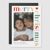 Moderne farbenfrohe Weihnachts-Foto Magnet-Karte Magnetkarte (Vorne/Hinten)