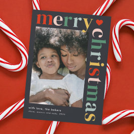 Moderne farbenfrohe Weihnachts-Foto Magnet-Karte Magnetkarte