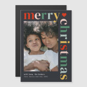 Moderne farbenfrohe Weihnachts-Foto Magnet-Karte Magnetkarte (Vorne/Hinten)