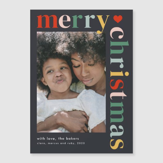 Moderne farbenfrohe Weihnachts-Foto Magnet-Karte Magnetkarte (Vorderseite)